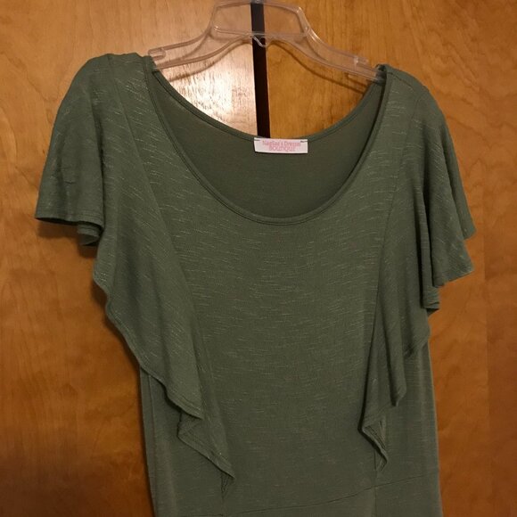 Green Midi Flutter Sleeves Dress - Picture 2 of 2